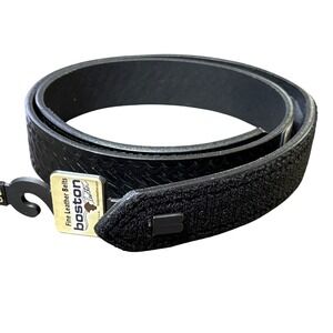 Boston Leather Belts Mens 36 Black Basketweave Full Grain Hook & Loop Tipped‎